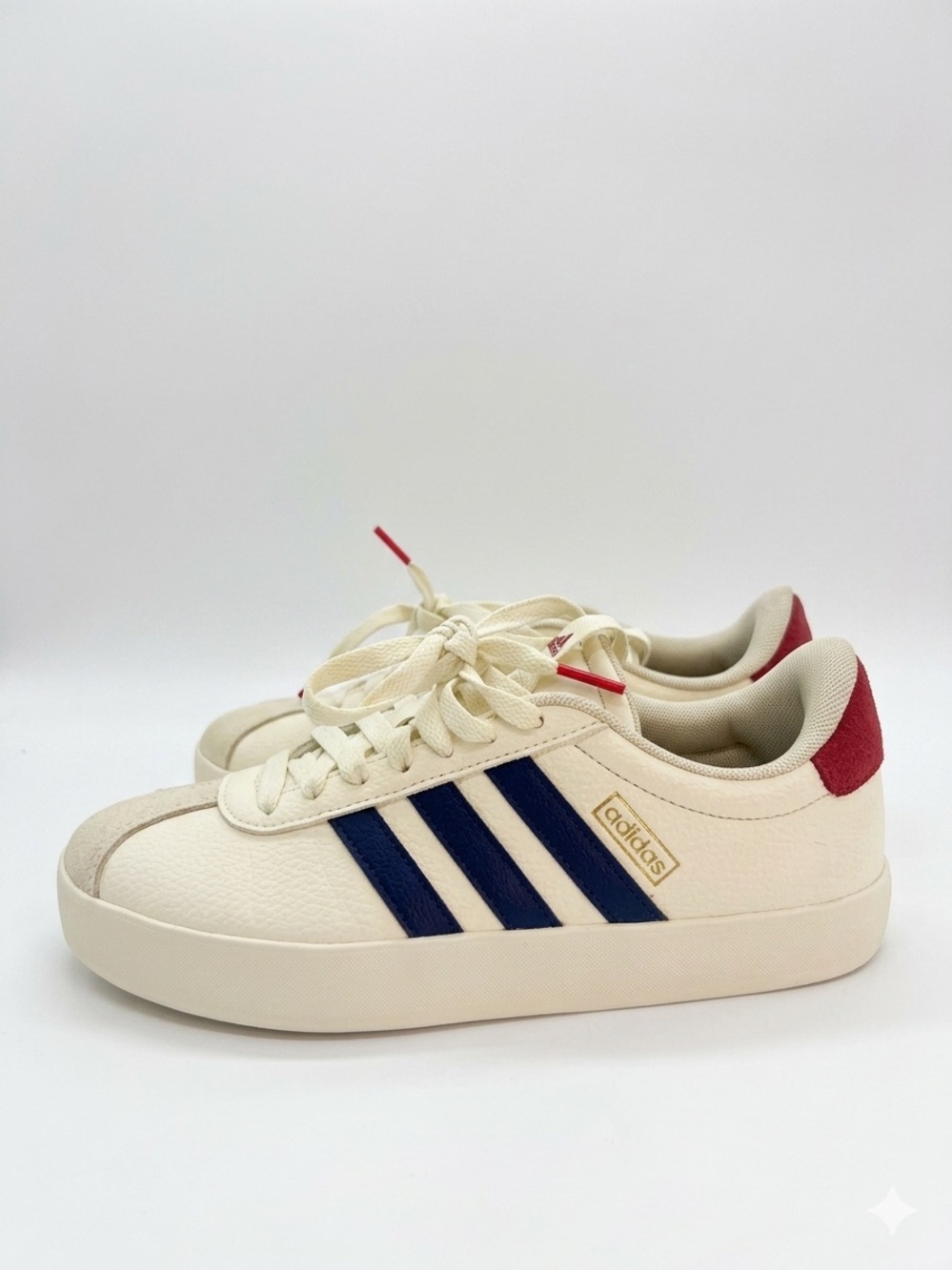 adidas Women's VL Court 3.0 Low Sneakers Off White Navy Red Size 6